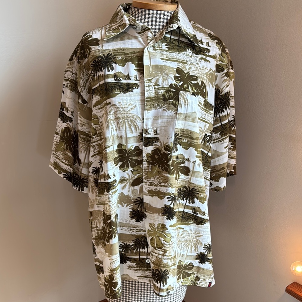 Men's Alpine Design Tropical Shirt - Green and White
